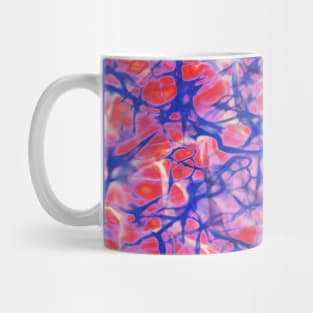 Circuits Abstract in Dark Blue on Red and Purple Mug